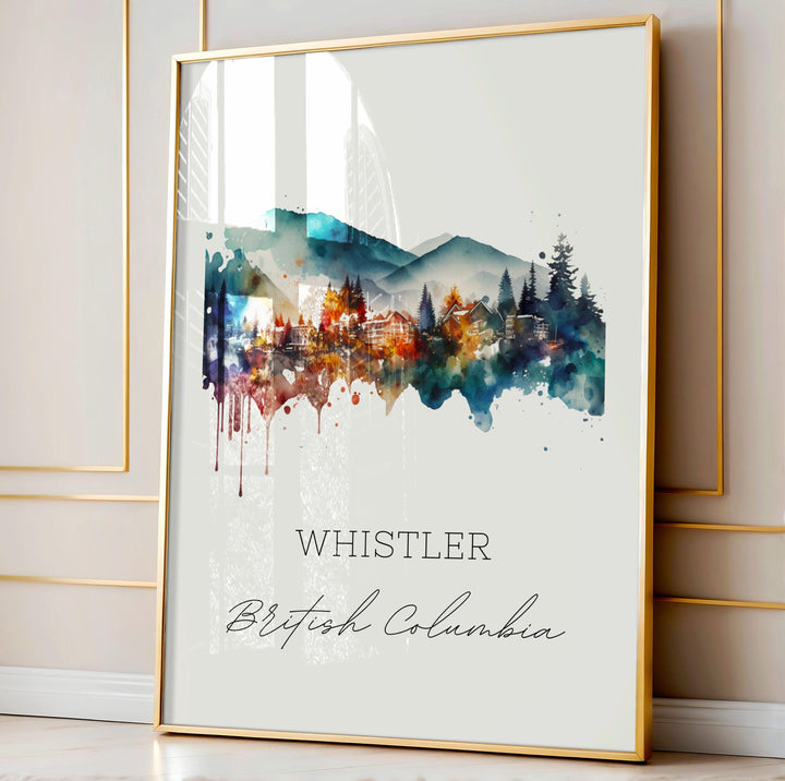 Whistler BC wall art - British Columbia, Whistler poster, Whistler Canada Wedding gift, Birthday present, Custom Text, Personalised Gift