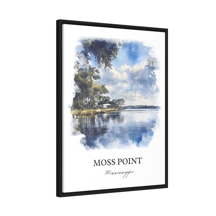 Moss Point MS Wall Art, Jackson County MS Print, Mississippi Watercolor Art, Moss Point Gift, Travel Print, Travel Poster, Housewarming Gift