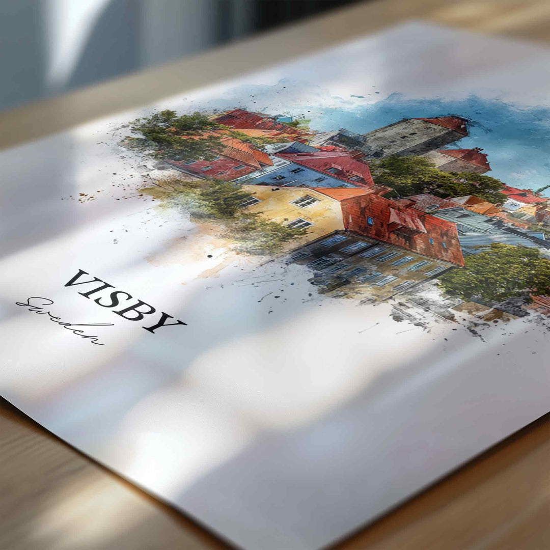 Visby, Sweden – Watercolor Art Print