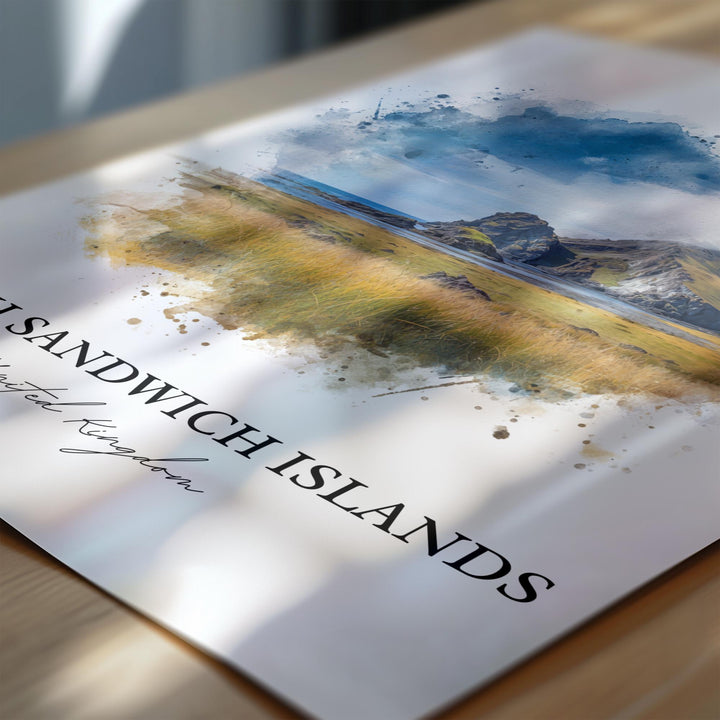 South Sandwich Islands Art, South Georgia Print, UK Artwork, South Sandwich Islands Gift, Travel Print, Travel Poster, Housewarming Gift