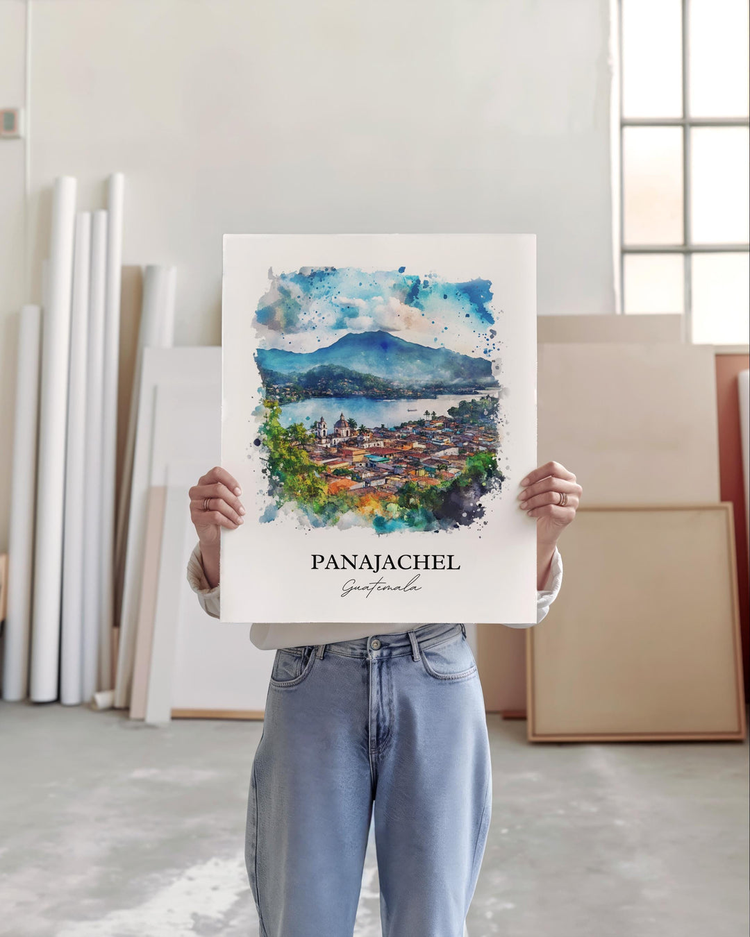 Panajachel Wall Art, Guatemala Print, Guatemala Watercolor Art, Panajachel Gift, Travel Print, Travel Poster, Housewarming Gift