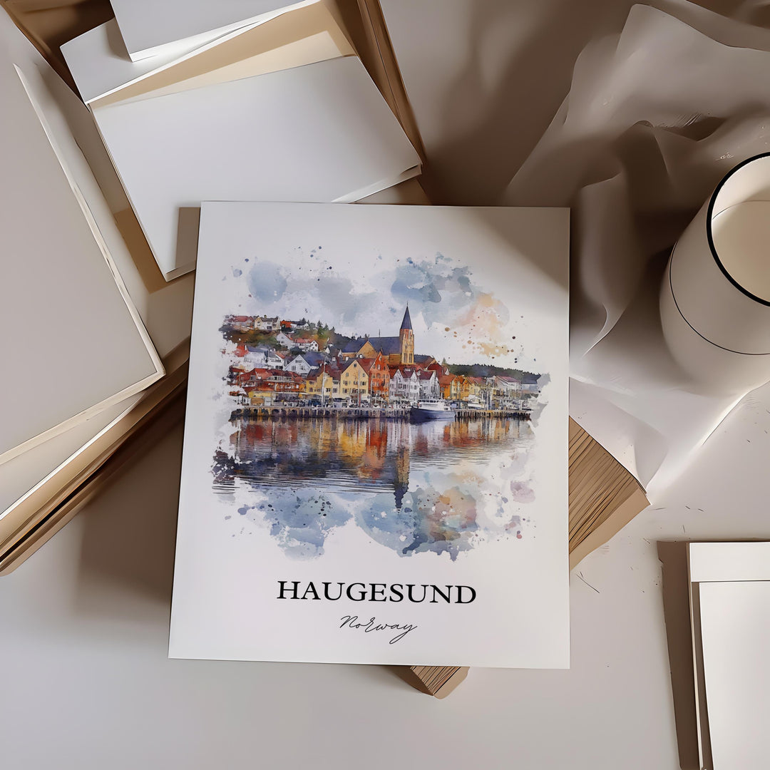 Haugesund, Norway – Watercolor Art Print