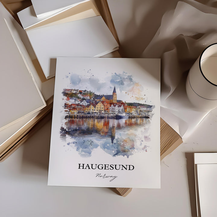 Haugesund, Norway – Watercolor Art Print