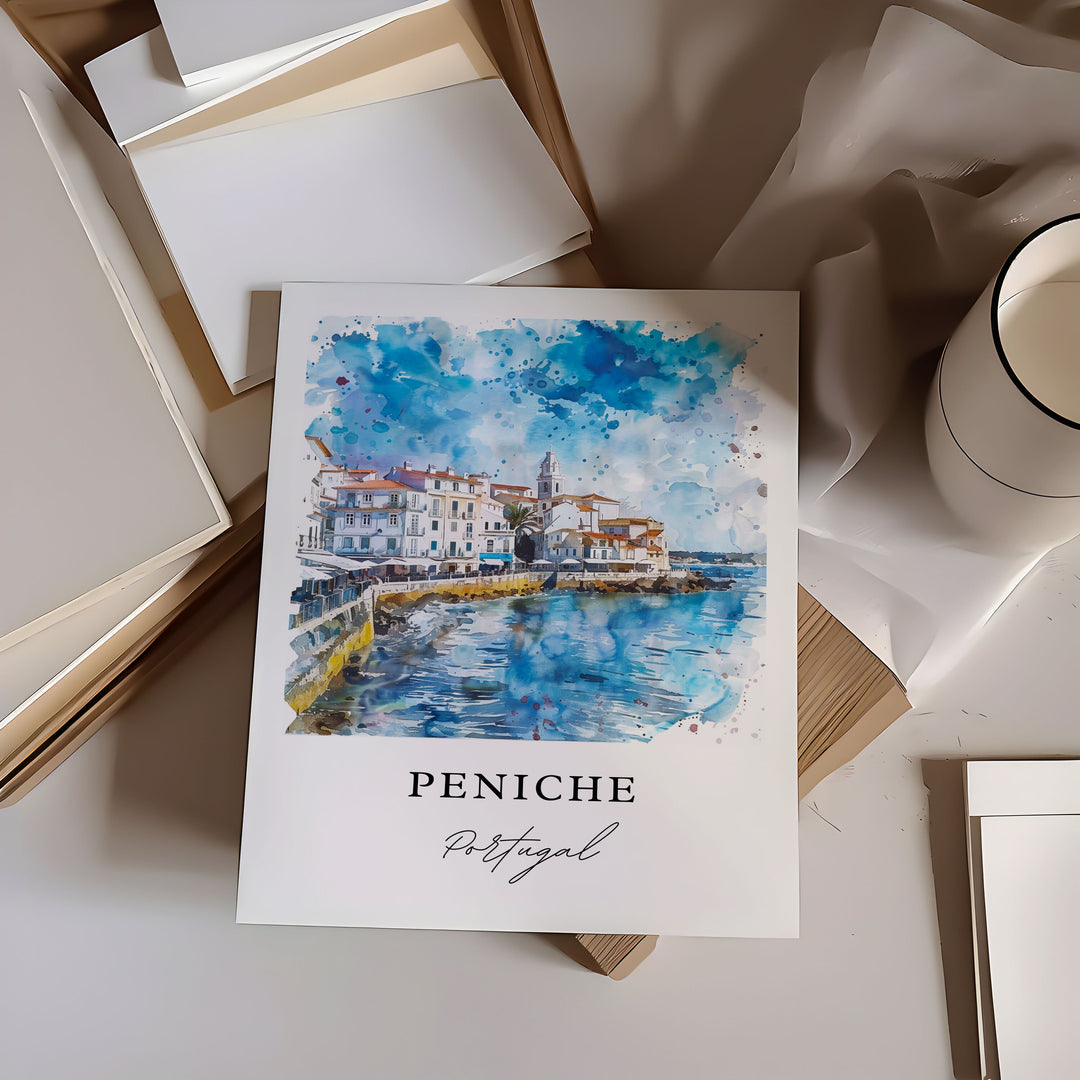 Peniche Portugal Wall Art, Peniche Print, Oeste Region Watercolor Art, Peniche Gift,