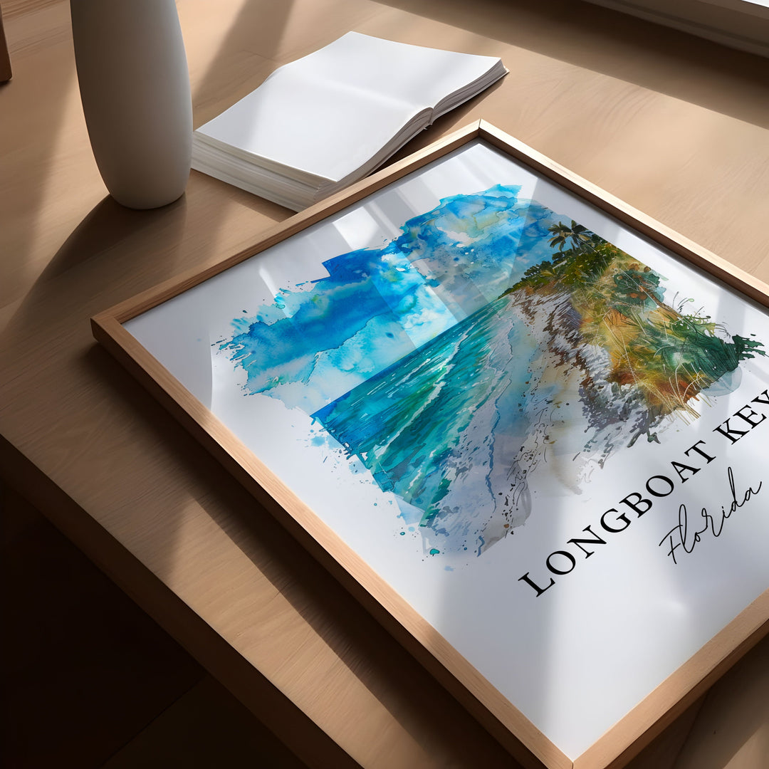 Longboat Key Art, Longboat Key FL Print, Longboat Key Watercolor, Longboat Key Florida Gift, Travel Poster, Housewarming Gift