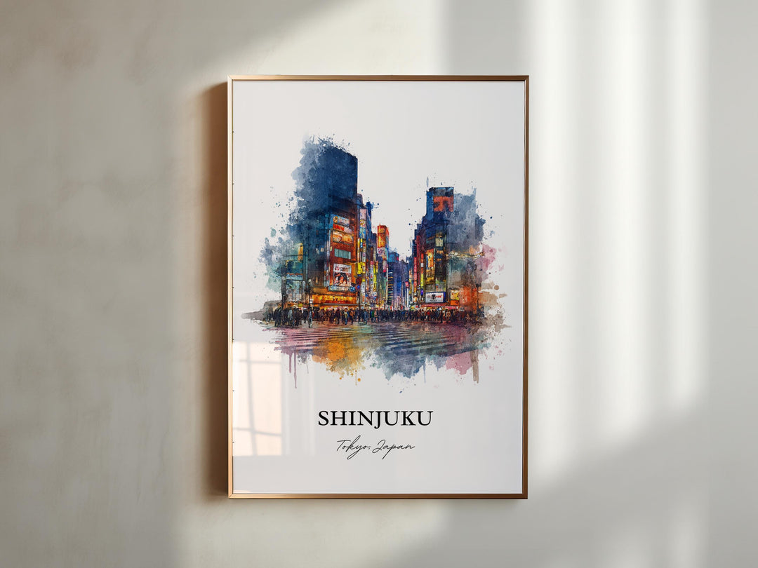 Shinjuku Wall Art, Shinjuku Print, Shinjuku Japan Watercolor Art, Shinjuku Japan Gift, Japan Travel Print, Travel Poster, Housewarming Gift