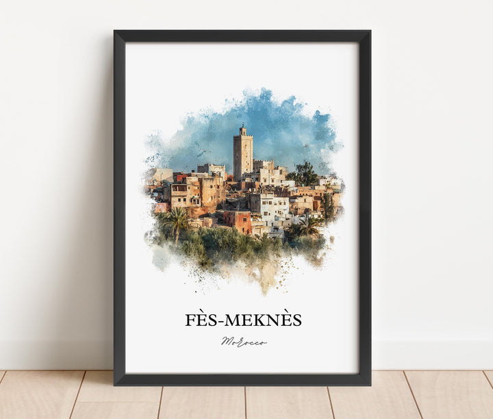 Fès-Meknès, Morocco – Watercolor Art Print