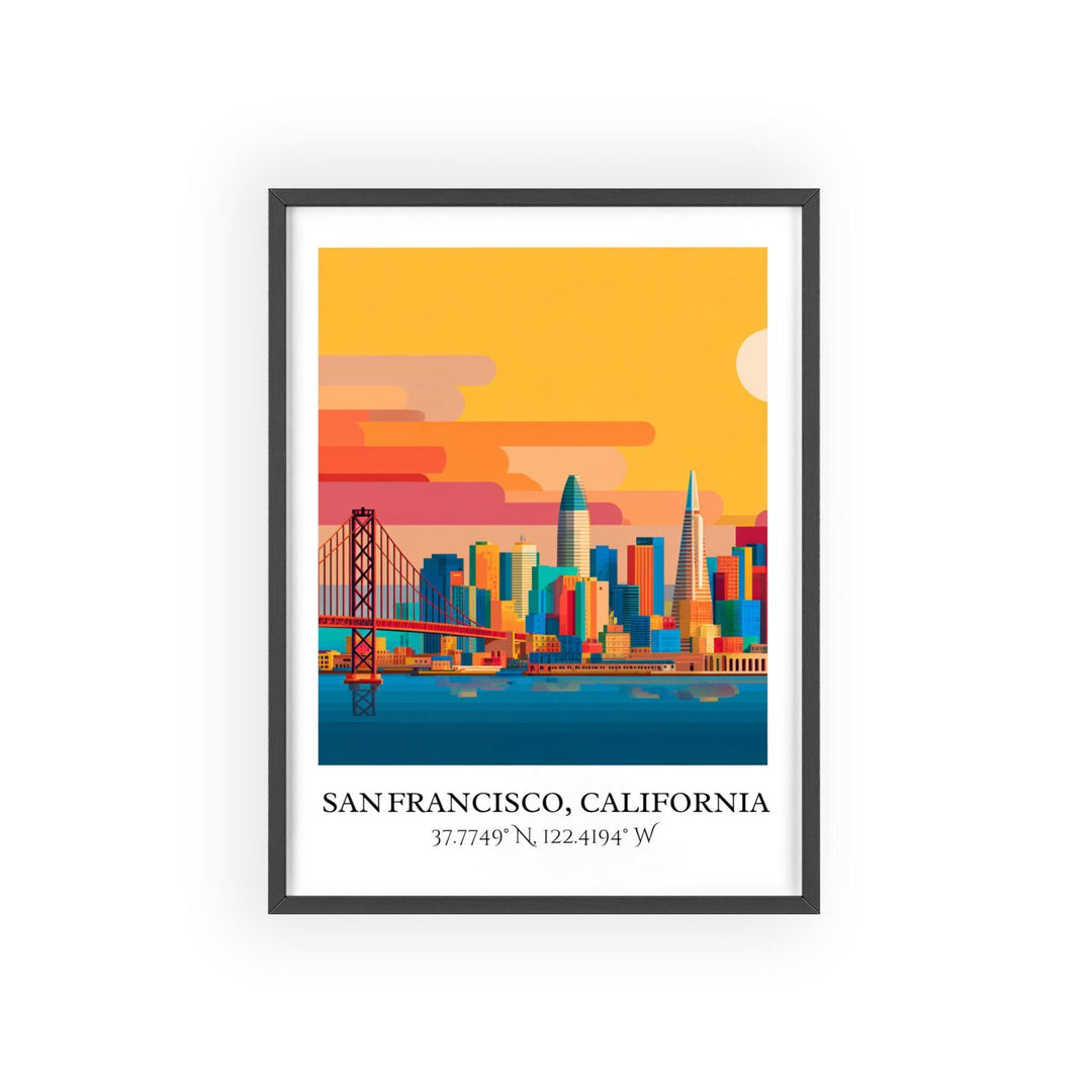 San Francisco Art, San Fran Retro Travel Art, San Fran Decor, San Francisco Gift, California Travel Art, Travel Prints, Housewarming Gift
