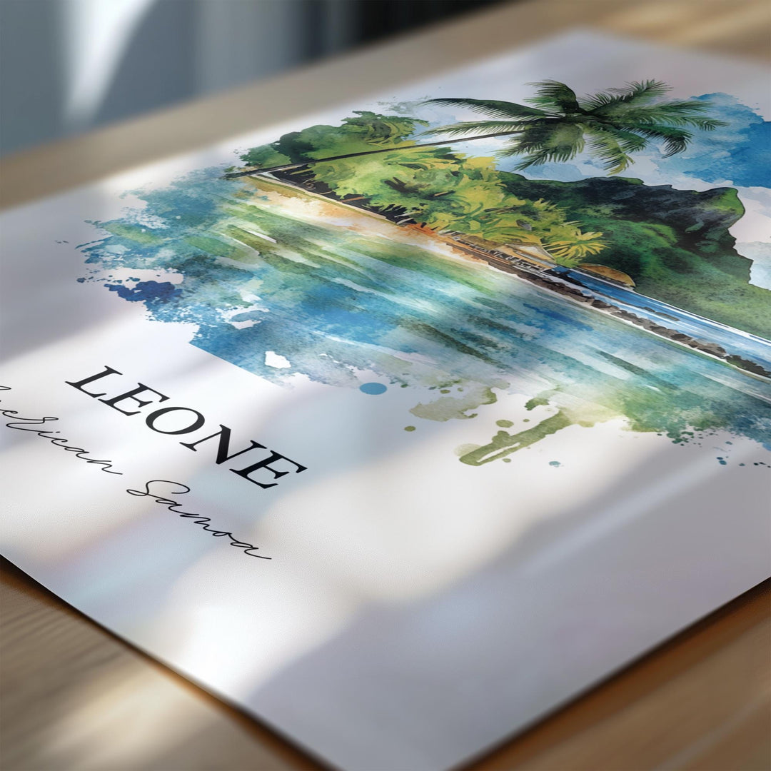 Leone American Samoa Art, Tutuila Island Print, Leone Watercolor Art, American Samoa Gift, Travel Print, Travel Poster, Housewarming Gift