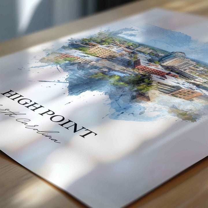 High Point, North Carolina – Watercolor Art Print