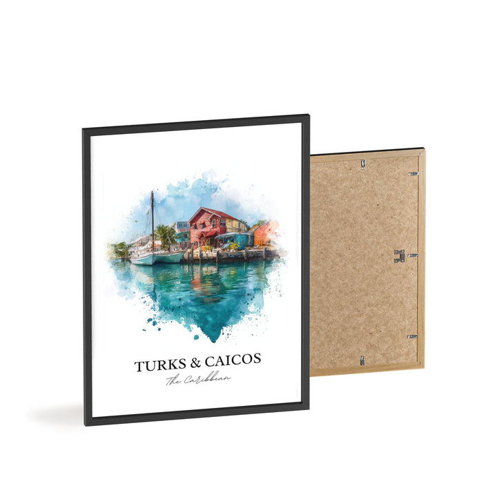 Turks and Caicos Wall Art, Turks and Caicos Print, Caribbean Watercolor Art, Caribbean Gift, Travel Print, Travel Poster, Housewarming Gift