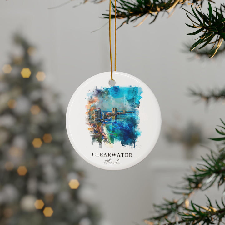 Clearwater FL Ornament: Unique Clearwater FL Souvenir, Clearwater Beach Xmas Decor, and Authentic Florida Gift