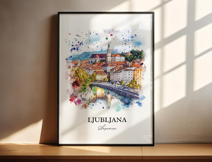 Ljubljana Wall Art, Slovenia Print, Slovenia Watercolor Art, Ljubljana Slovenia Gift, Travel Print, Travel Poster, Housewarming Gift
