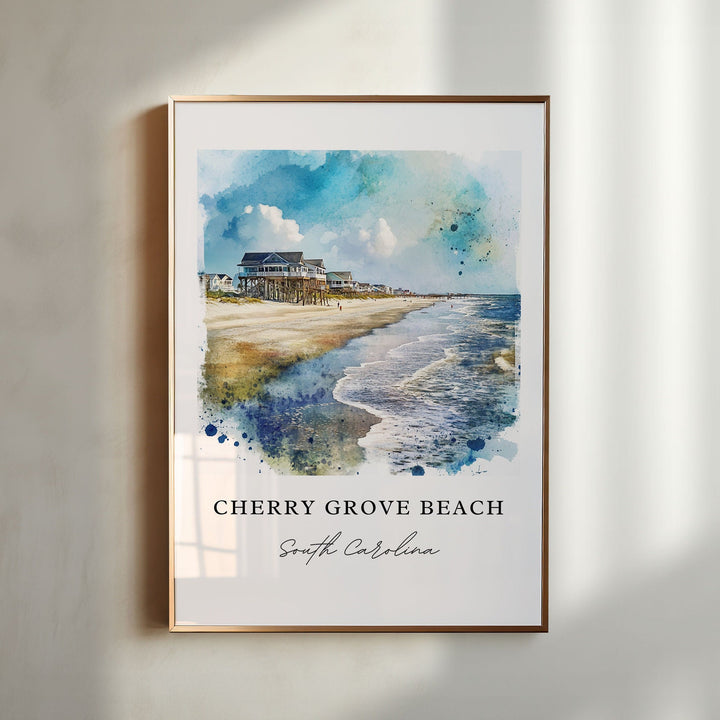 Cherry Grove Beach SC Art, Cherry Grove Print, Cherry Grove Watercolor, Horry County SC Gift,