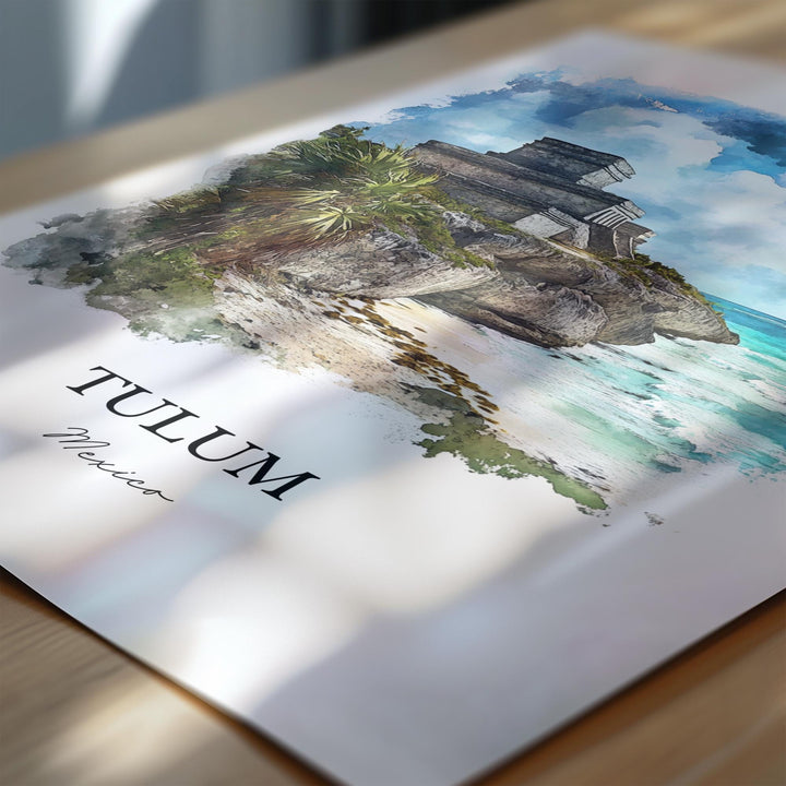 Tulum Wall Art, Tulum MX Print, Tulum Watercolor Art, Tulum Mexico Gift, Travel Print, Travel Poster, Housewarming Gift