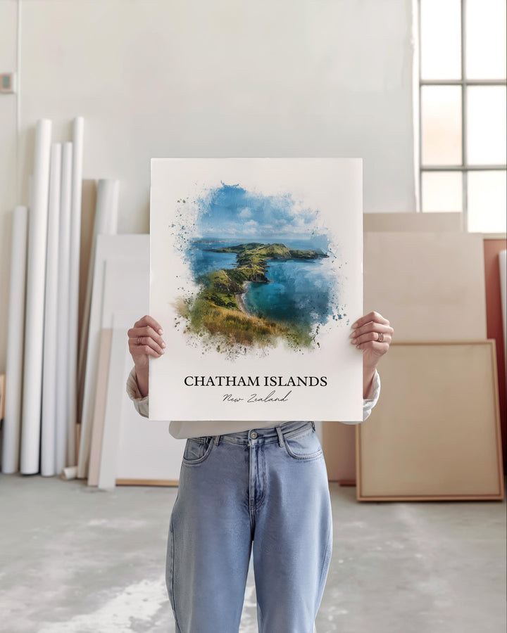 Chatham Islands Wall Art, New Zealand Print, New Zealand Watercolor Art, Chatham Island Gift, Travel Print, Travel Poster, Housewarming Gift