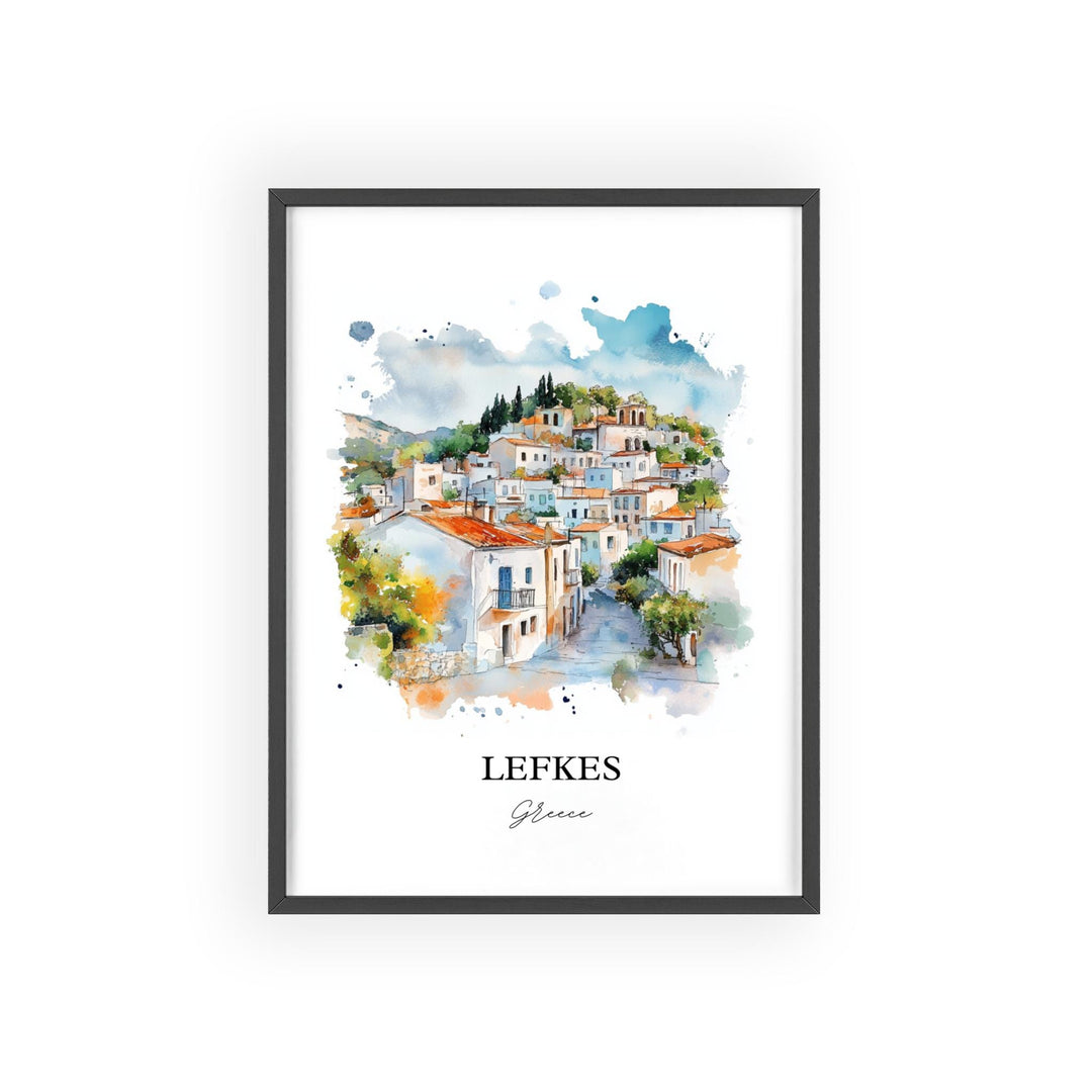 Lefkés Greece Wall Art, Paros Print, Paros Greece Watercolor Art, Lefkes Greece Gift, Travel Print, Travel Poster, Housewarming Gift