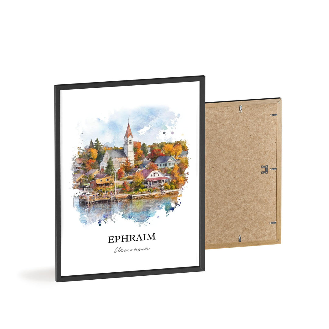 Ephraim WI Wall Art, Ephraim Print, Wisconsin Watercolor Art, Ephraim Wisconsin Gift, Travel Print, Travel Poster, Housewarming Gift