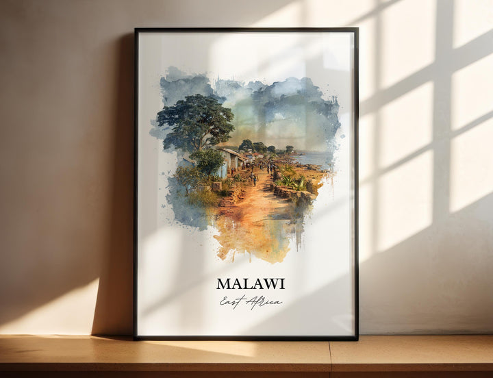 Malawi Wall Art, Malawi Print, Malawi Watercolor Art, East Africa Gift, Travel Print, Travel Poster, Housewarming Gift