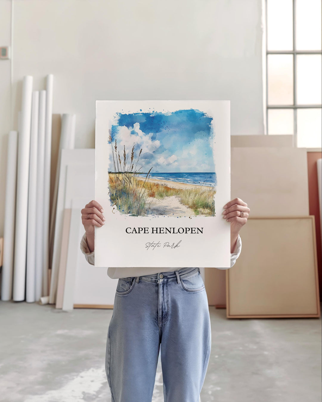 Cape Henlopen Wall Art, Lewes DE Print, Sussex County DE Watercolor Art, Cape Henlopen Gift, Travel Print, Travel Poster, Housewarming Gift