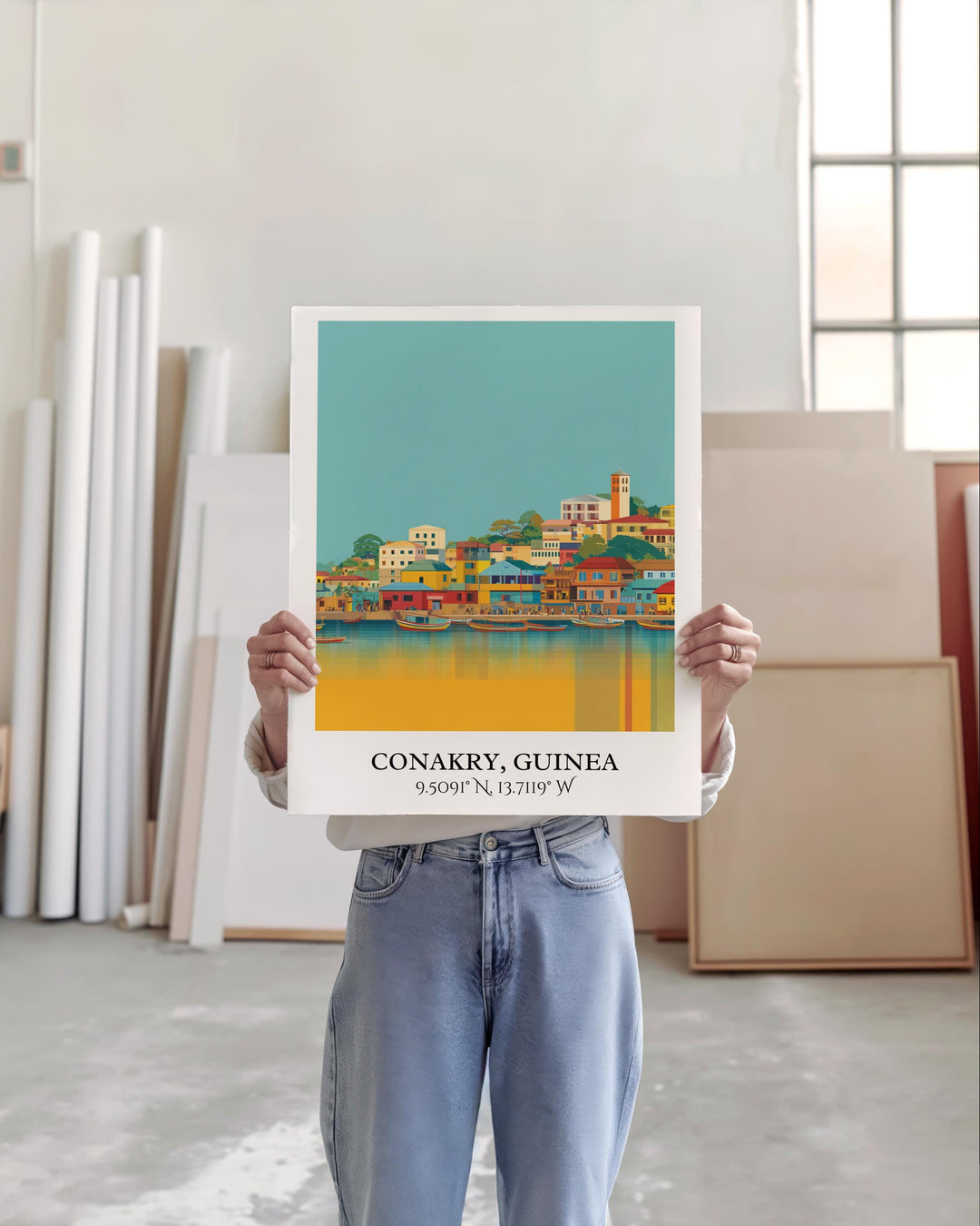 Conakry Wall Art, Conakry Guinea Print, Guinea Watercolor Art, Guinea Gift, Guinea Africa Travel Print, Travel Poster, Housewarming Gift