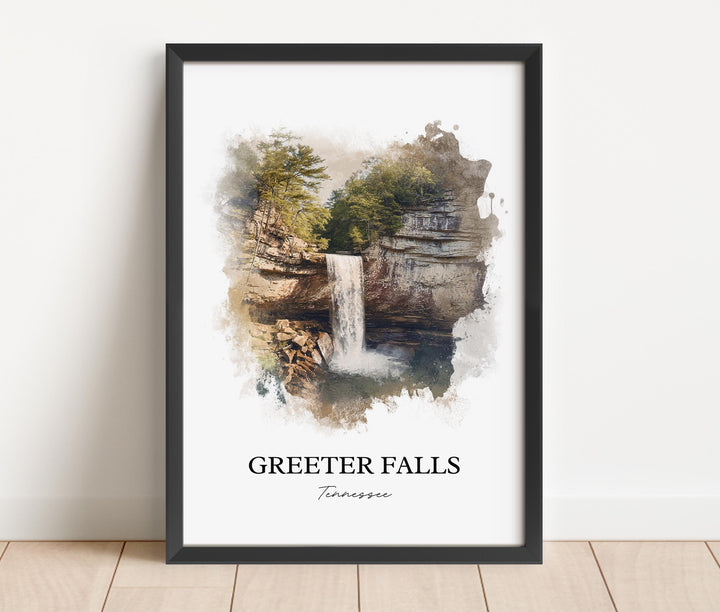 Greeter Falls Wall Art, Grundy County Print, Tennessee Watercolor Art, Greeter Falls TN Gift, Travel Print, Travel Poster, Housewarming Gift