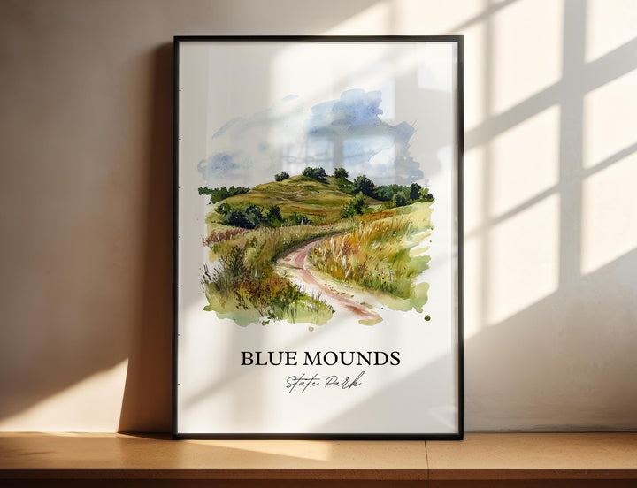 Blue Mounds State Park Wall Art, Luverne MN Print, Minnesota Watercolor Art, Luverne MN Gift, Travel Print, Travel Poster, Housewarming Gift