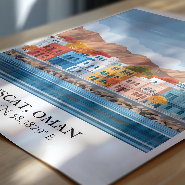 Muscat Wall Art, Muscat Oman Print, Oman Watercolor, Oman Travel Gift, Travel Print, Travel Poster, Housewarming Gift