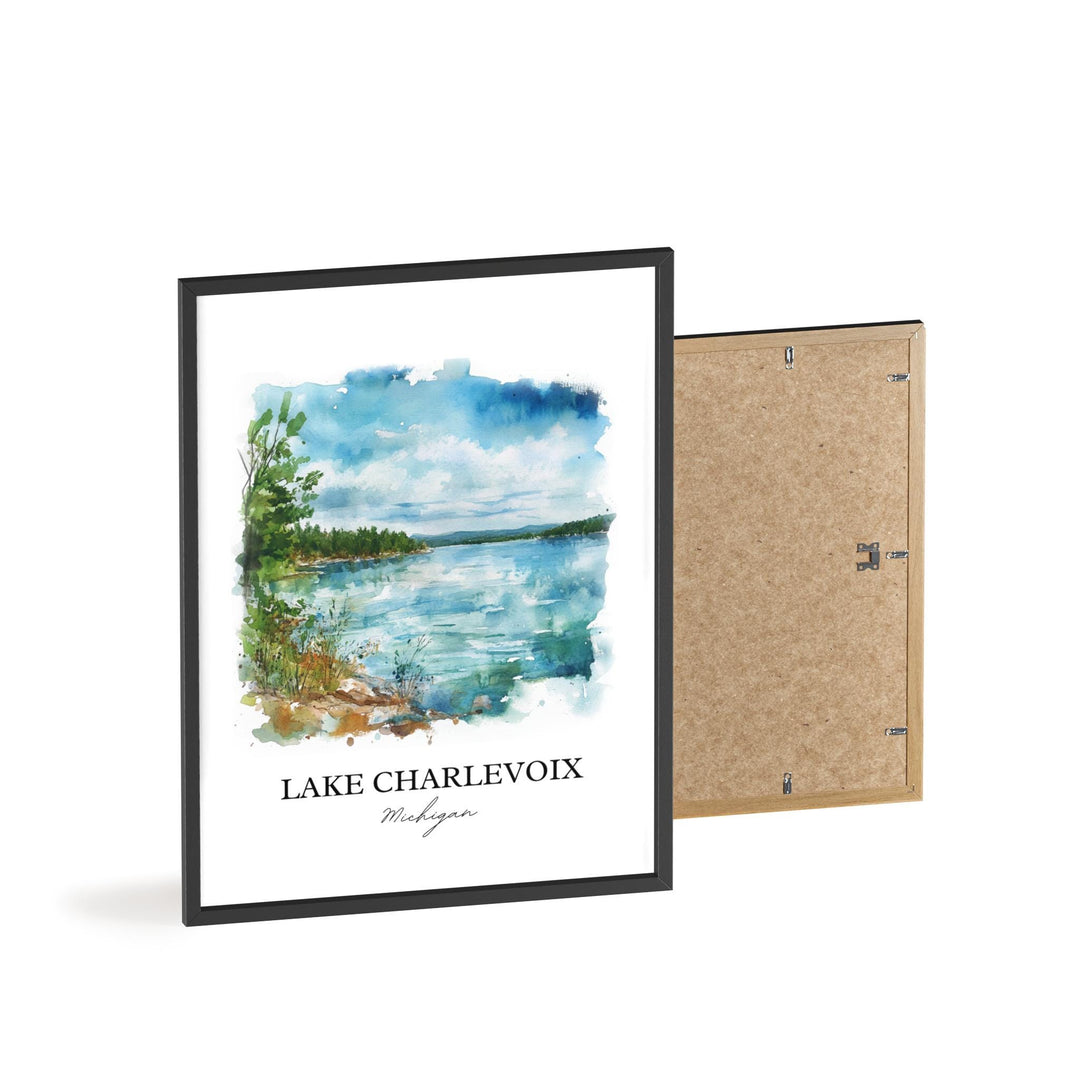 Lake Charlevoix Wall Art, Charlevoix Print, Michigan Watercolor Art, Lake Charlevoix Gift, Travel Print, Travel Poster, Housewarming Gift