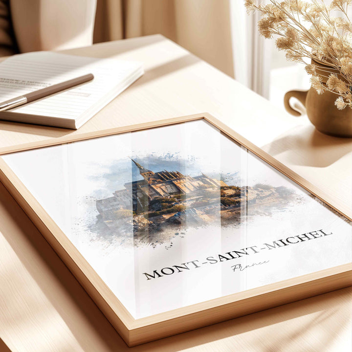 Mont-Saint-Michel, France – Watercolor Art Print