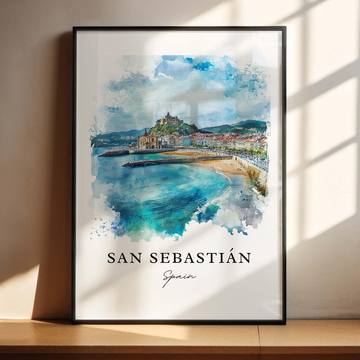 San Sebastián Spain Wall Art, Basque County Print, Spain Watercolor Art, San Sebastián Gift, Travel Print, Travel Poster, Housewarming Gift
