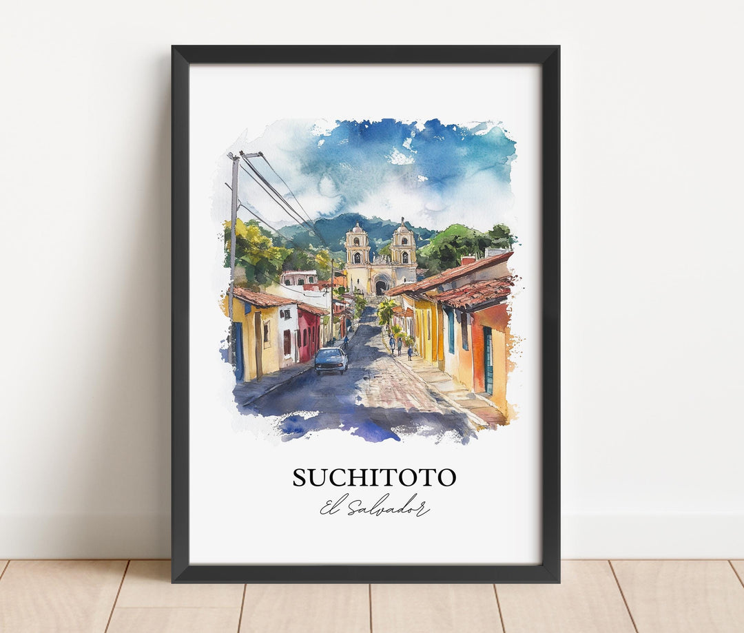 Suchitoto Wall Art, Cuscatlán Print, El Salvador Watercolor Art, Suchitoto Gift, Travel Print, Travel Poster, Housewarming Gift