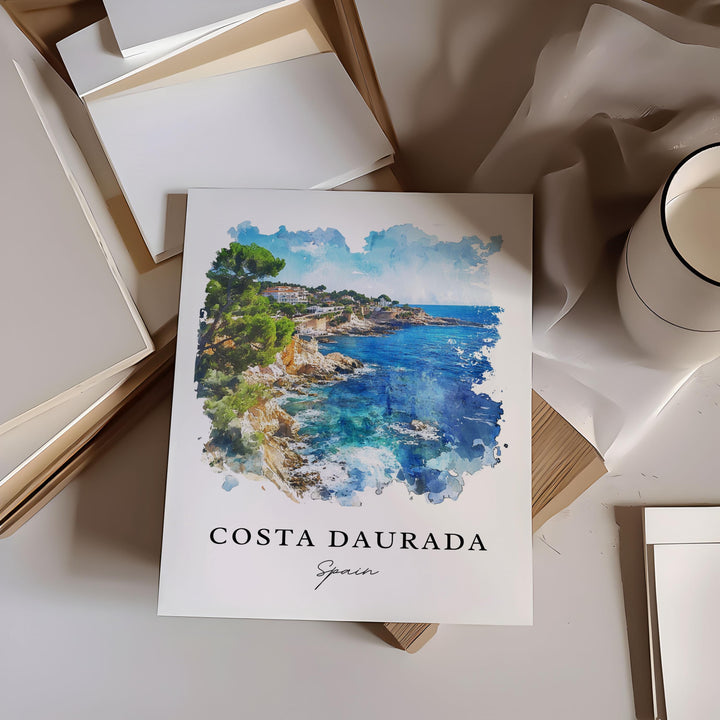 Costa Daurada Wall Art, Costa Daurada Print, Catalonia Watercolor Art, Catalonia Region Gift,