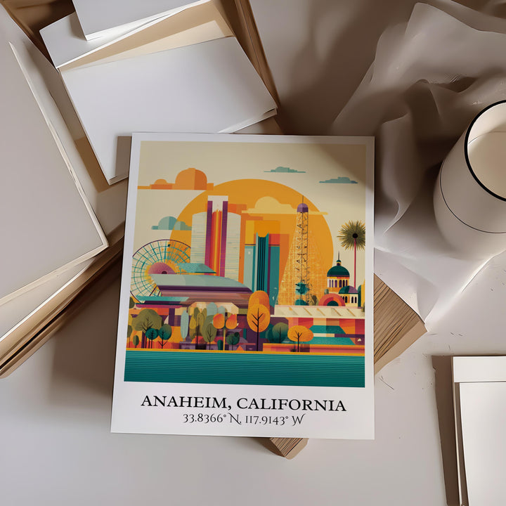 Anaheim CA Art, Anaheim Retro Travel Art, Anaheim Home Decor, Anaheim California Gift, Cali Travel Art, Travel Prints, Housewarming Gift