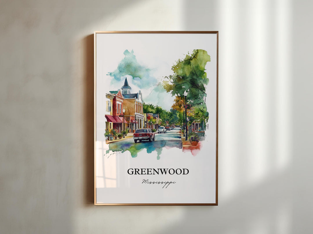 Greenwood MS Wall Art, Mississippi Print, Mississippi Artwork, Greenwood Mississippi Gift, Travel Print, Travel Poster, Housewarming Gift