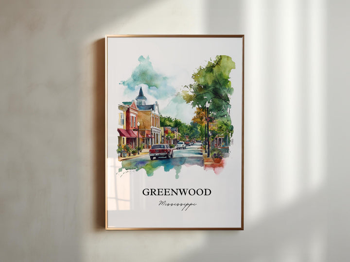 Greenwood MS Wall Art, Mississippi Print, Mississippi Artwork, Greenwood Mississippi Gift, Travel Print, Travel Poster, Housewarming Gift