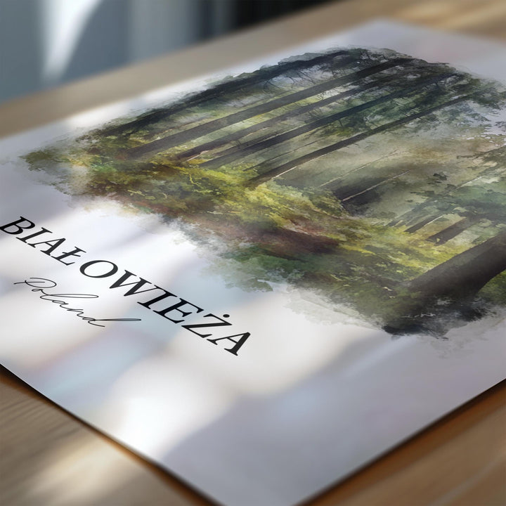 Bialowieza Wall Art, Bialowieza Podlaskie Print, Poland Watercolor Art, Poland Gift, Travel Print, Travel Poster, Housewarming Gift