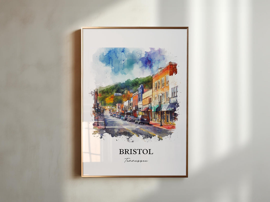 Bristol TN Wall Art, Sullivan County Print, Tennessee Watercolor Art, Bristol Tennessee Gift, Travel Print, Travel Poster, Housewarming Gift