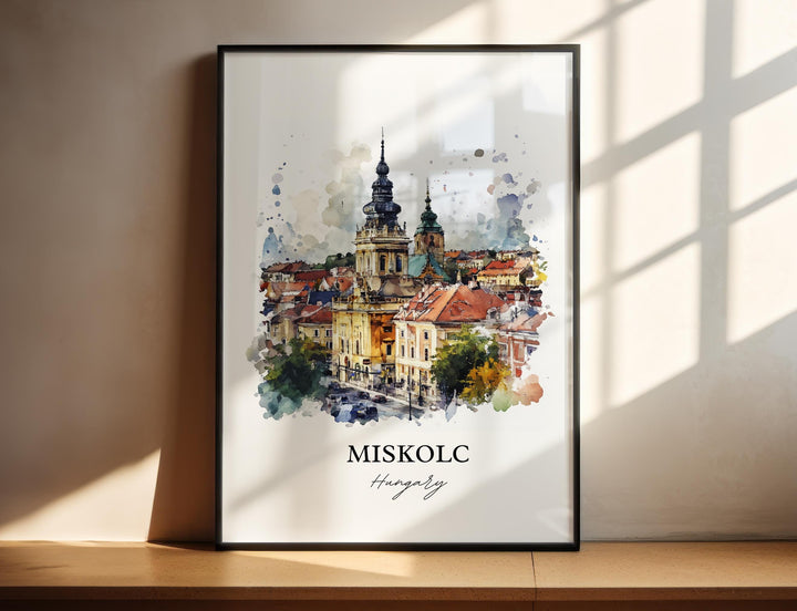 Miskolc Wall Art, Northern Hungary Print, Hungary Watercolor Art, Miskolc Hungary Gift, Travel Print, Travel Poster, Housewarming Gift