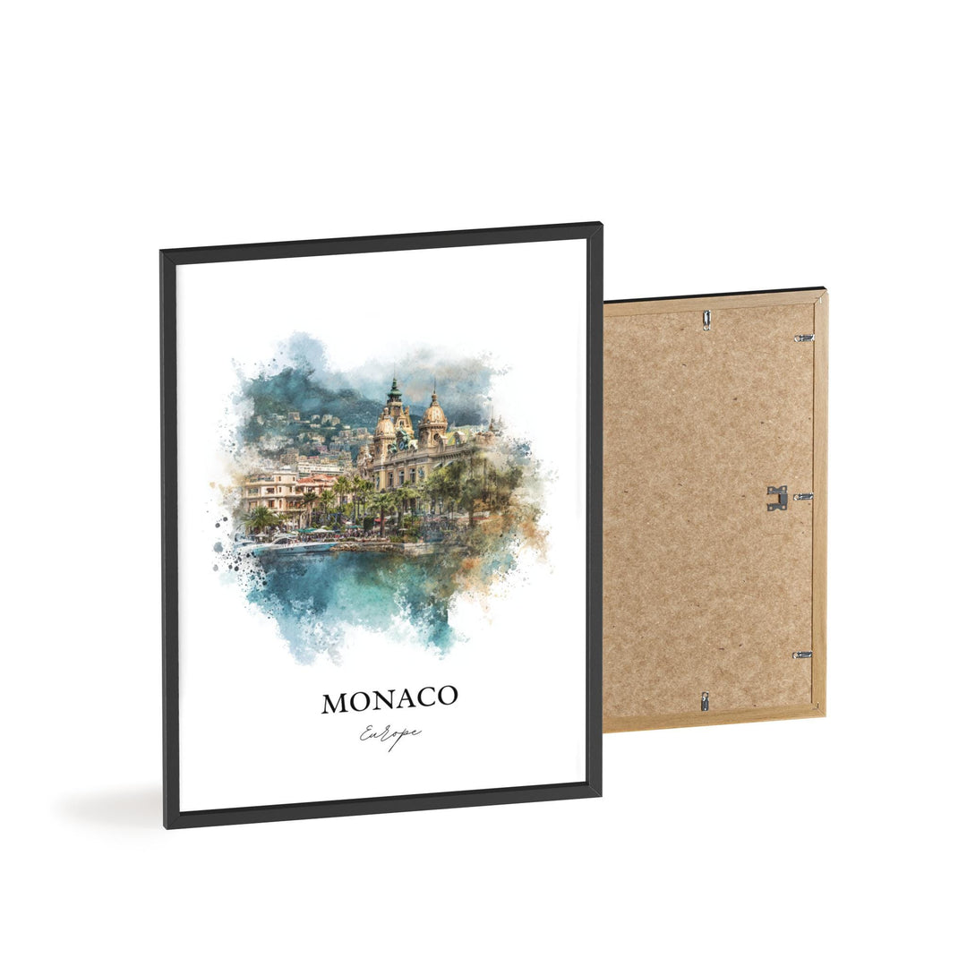 Monaco Wall Art, Monaco Print, Monaco Watercolor Art, Monaco Europe Gift, Travel Print, Travel Poster, Housewarming Gift