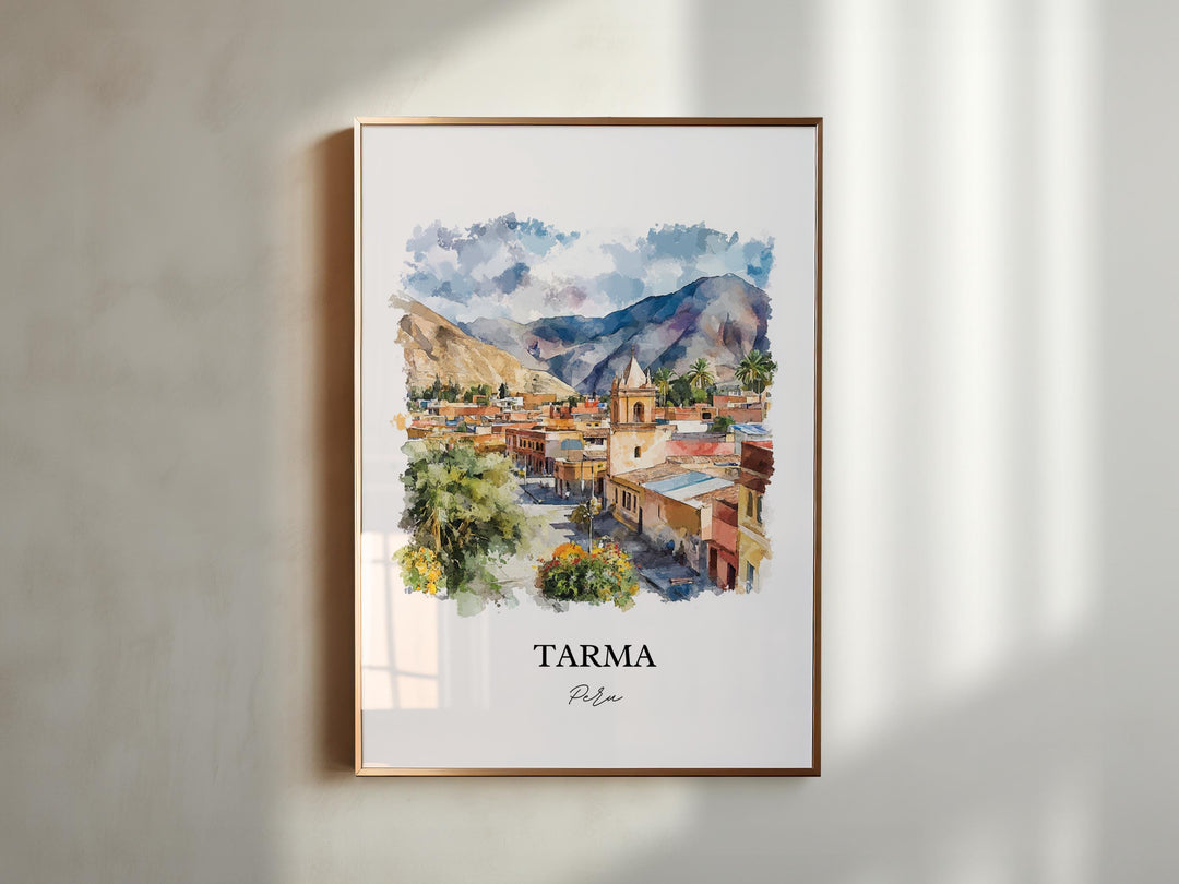 Tarma Peru Wall Art, Junín Region Print, Peru Watercolor Art, Tarma Peru Gift, Travel Print, Travel Poster, Housewarming Gift