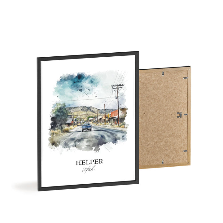 Helper Utah Wall Art, Helper Utah Print, Utah Watercolor Art, Carbon County UT Gift, Travel Print, Travel Poster, Housewarming Gift