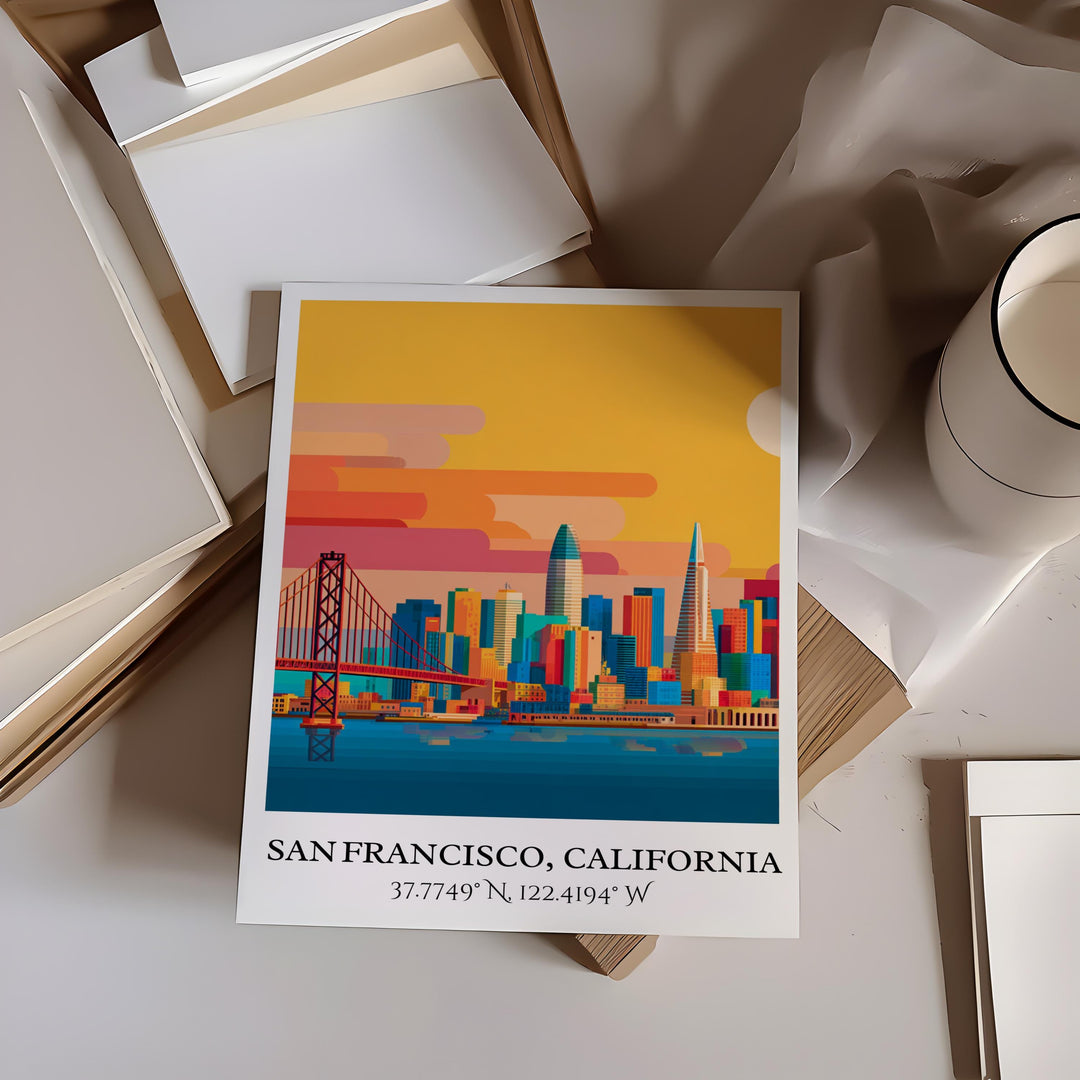 San Francisco Art, San Fran Retro Travel Art, San Fran Decor, San Francisco Gift, California Travel Art, Travel Prints, Housewarming Gift