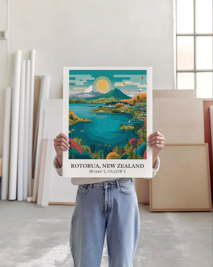Rotorua, New Zealand – Watercolor Art Print