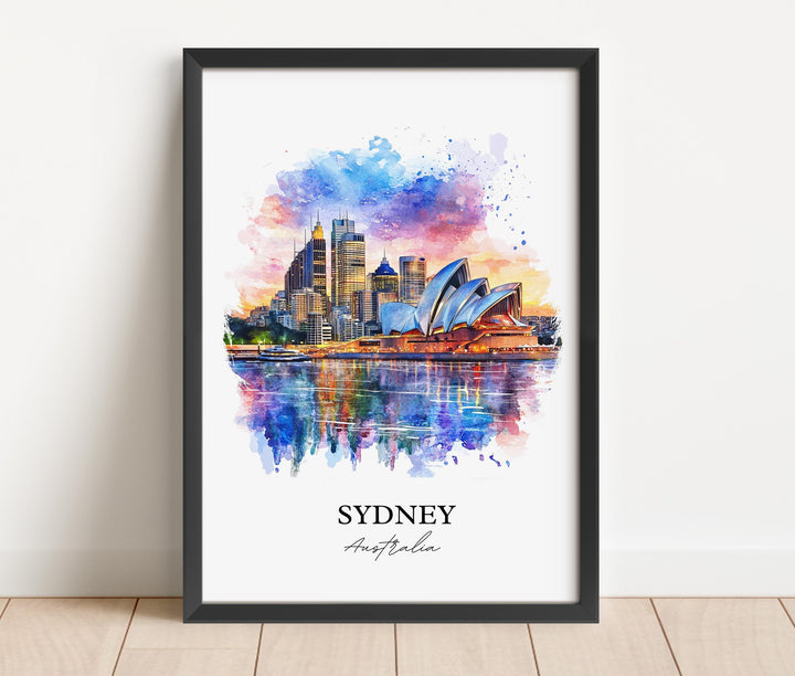 Sydney Wall Art, Sydney Skyline Print, Australia Watercolor Art, Sydney Australia Gift, Travel Print, Travel Poster, Housewarming Gift