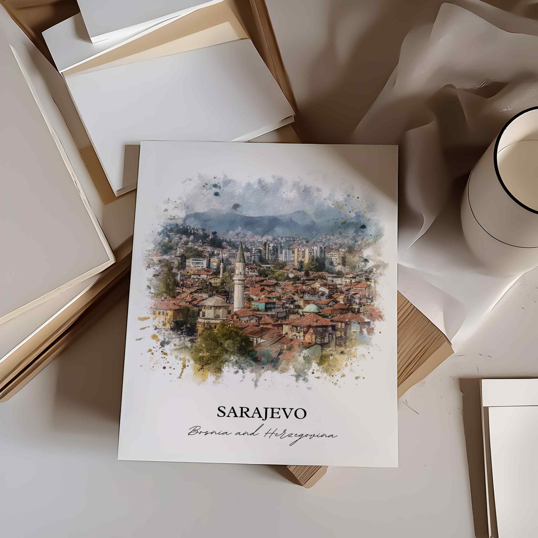 Sarajevo, Bosnia & Herzegovina – Watercolor Art Print
