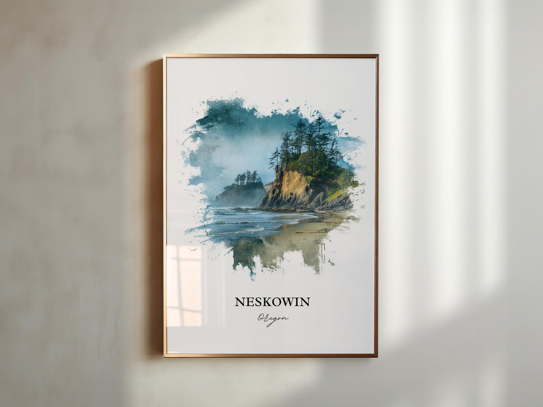 Neskowin, Oregon – Watercolor Art Print