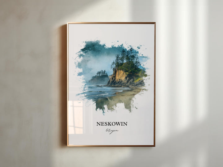 Neskowin, Oregon – Watercolor Art Print