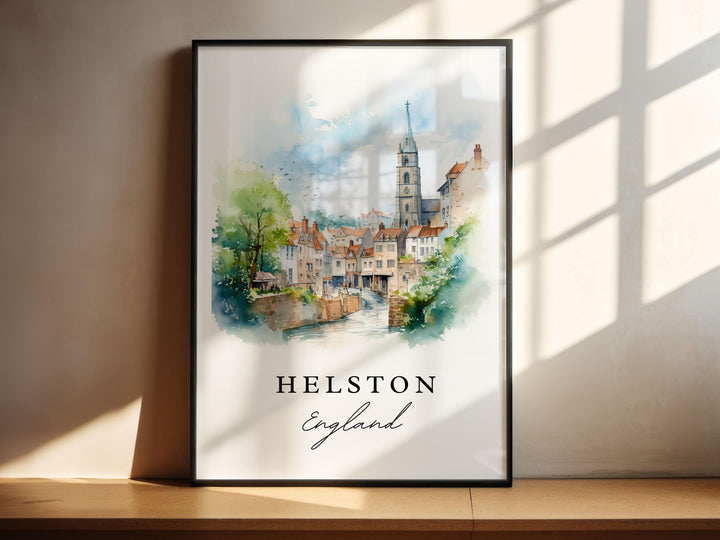 Helston Wall Art, Helston England Print, Helston Watercolor Art, Helston UK Gift,