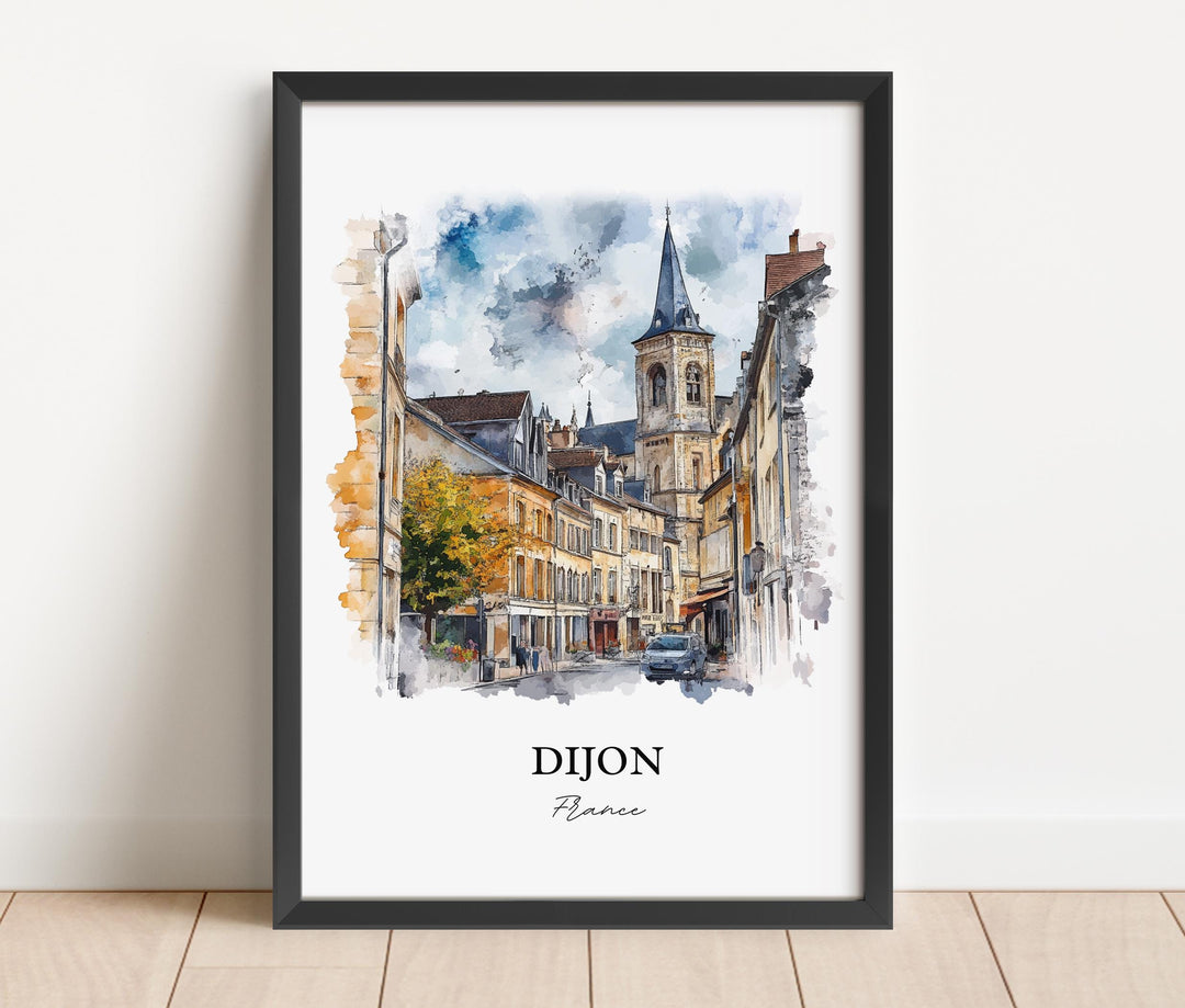 Dijon France Wall Art, Burgundy Region Print, France Watercolor Art, Dijon FR Gift, Travel Print, Travel Poster, Housewarming Gift
